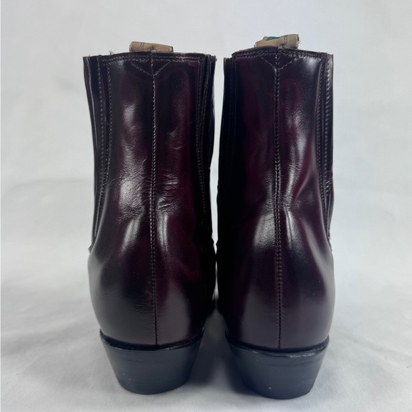 VTG Nogales Chelsea Stacked Heel Ankle Cowboy Boot Handmade Mexico Burgundy 11.5 main image 10
